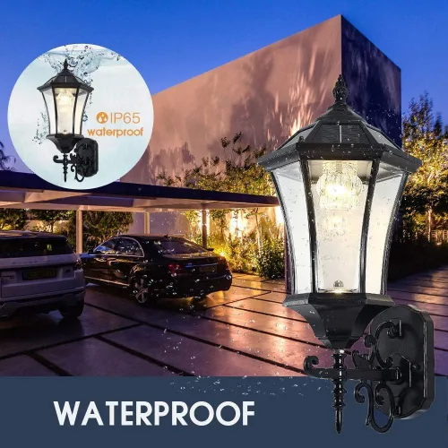Miniatura 3 de Farol solar de pared para exteriores, luz solar inalámbrica de montaje en pared del atardecer al amanecer, 21 pulgadas, grande, aplique de pared LED