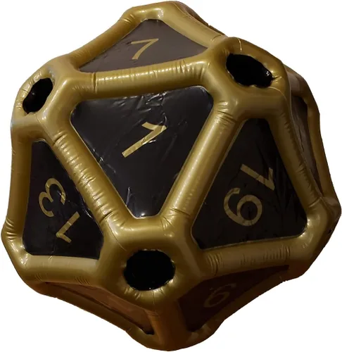 Miniatura 3 de Black Bazaar Dados grandes D20 inflables extra grandes gigantes para juegos DND RPG de mesa Juego de rol Calabozos y dragones Negro y dorado