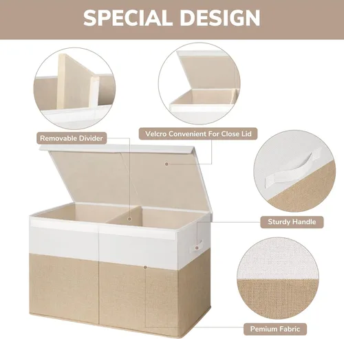 Miniatura 7 de INDRESSME Caja de juguetes de 25 x 13 x 16 pulgadas, organizador de almacenamiento de juguetes con tapa, plegable, resistente, contenedor