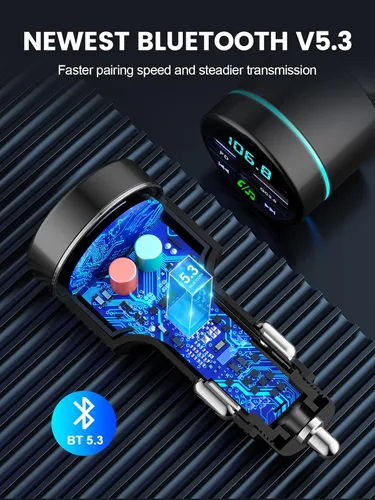 Miniatura 5 de RIWUSI Transmisor FM para automóvil Bluetooth 5.3, [Todo Metal] PD 30 W y QC3.0 18 W cargador rápido para automóvil, Kit de radio FM inalámbrica