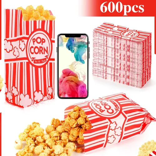 Miniatura 2 de 600 bolsas de palomitas de maíz, bolsas de papel de 1 oz, porciones individuales a granel para máquinas de palomitas de maíz, noches de cine