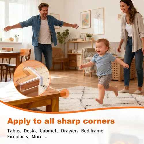 Miniatura 6 de Paquete de 20 protectores de esquina para bebé, protector de esquina transparente para muebles de esquina y borde, amortiguador para bordes de mesa