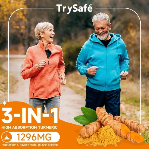 Miniatura 3 de Suplemento de curcumina de cúrcuma 3 en 1 de 1200 mg con 90 mg de jengibre y 6 mg de extracto de pimienta negra, mezcla patentada de complejo