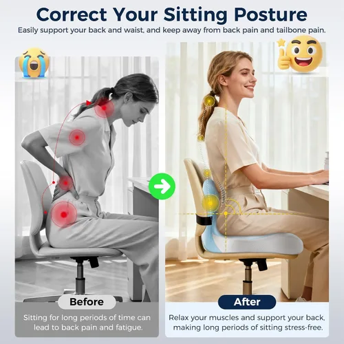 Miniatura 3 de Cojín de asiento, cojines para silla de oficina para aliviar el coxis, cojines de asiento para silla de oficina con diseño ergonómico en forma de L