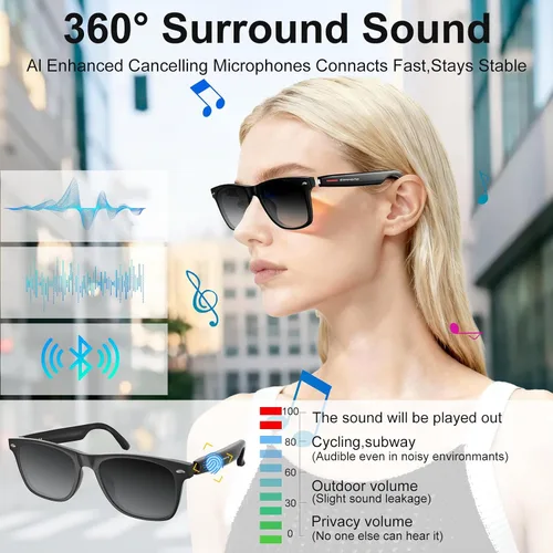 Miniatura 5 de Gafas inteligentes para hombres y mujeres con GPT de chat, gafas de traducción Bluetooth con 164 idiomas, audio de oído abierto con micrófono