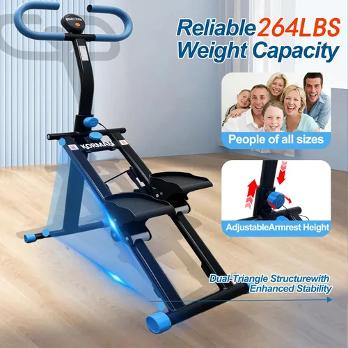 Miniatura 5 de Escalera para gimnasio en casa, máquina de entrenamiento vertical plegable, máquina de entrenamiento de cuerpo completo con asas ajustables, monitor