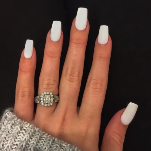 Miniatura 15 de KQueenest Uñas Postizas de Presión Azul Real Cortas Medianas Cuadradas con Pegamento, Juego de Uñas Falsas Sólidas Oscuras Cortas Ataúd Acrílicas
