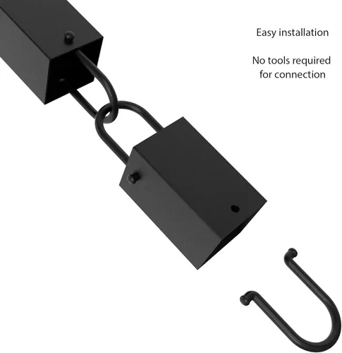 Miniatura 5 de Rain Chains Direct Extensión de cadena de lluvia de eslabones cuadrados, 3 pies de largo, aluminio, recubierto con polvo negro, reemplazo funcional