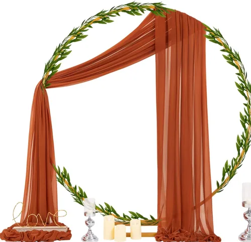 Miniatura 2 de Socomi Tela Transparente de Terracota para Decoración de Bodas Otoñales, Tela de Drapeado 29" x 20 Pies, 1 Panel, Cortina para Arco Exterior