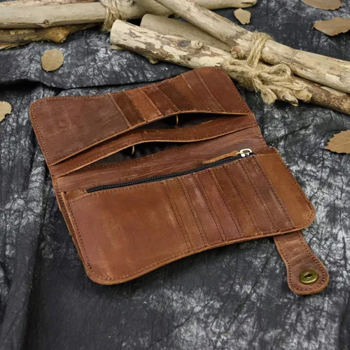 Miniatura 3 de LUUFAN Cartera larga de cuero genuino para hombre tarjetero con bolsillo para monedas