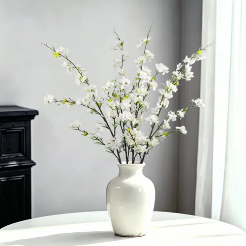 Miniatura 8 de 4 flores artificiales de cerezo de 43 pulgadas de largo para decoración de flores de cerezo para decoración del hogar, boda al aire libre (rosa)