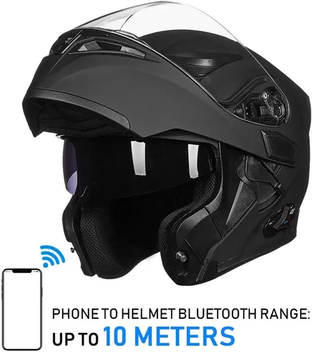 Miniatura 4 de ILM - Casco de motocicleta con Bluetooth, modular, abatible, de cara completa, doble visera, MP3, intercomunicador, radio FM, aprobado por el DOT