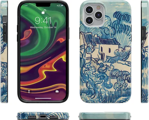 Miniatura 6 de Casely Funda para iPhone 12/12 Pro Van Gogh Paisaje con casas Diseño clásico ultra delgado