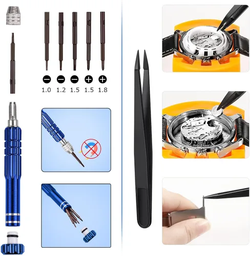 Miniatura 6 de JOREST Watch Repair Kit, for Watch Battery Replacement & Watch Link Removal and Resizing & Watch Opener, Watch Repair Screwdriver Set, Watch Wrench