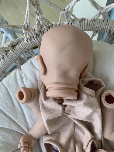 Miniatura 4 de Angelbaby Kits de muñecas Reborn sin pintar con cuerpo de tela de 17 pulgadas, juegos de moldes de silicona suave en blanco para hacer piezas de Lay