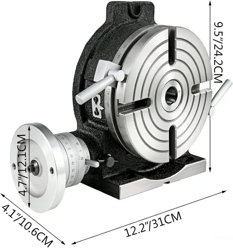 Miniatura 2 de VEVOR Mesa Rotativa de 8 Pulgadas Horizontal Vertical HV8 Precisión 3MT Máquina de Fresado y Perforación Lectura Vernier Fresado Perforación