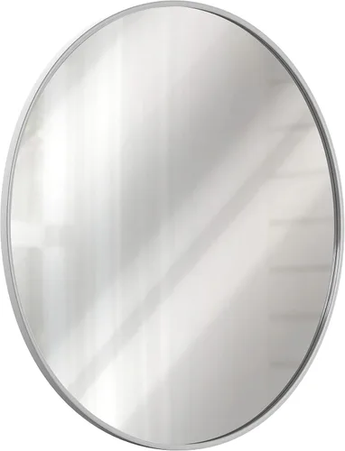 Miniatura 9 de HBCY Creations Espejo redondo mediano, espejo de pared plateado de 24 pulgadas para entrada, baño, sala de estar y más, espejo minimalista moderno