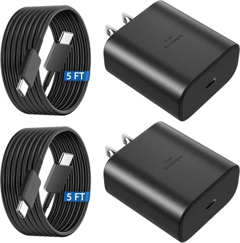 Miniatura 18 de Cargador súper rápido Samsung USB-C de 45 W tipo C de 8 pies, cable de carga rápida con bloque de cargador de pared de teléfono Android para Samsung