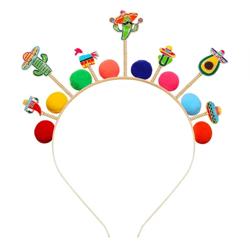 Cinco De Mayo Diademas Mexicana Fiesta Hairband Sombrero Chili Cactus Piñata Aro Pelo Aro Mexicano Decoración Fiesta Colorido