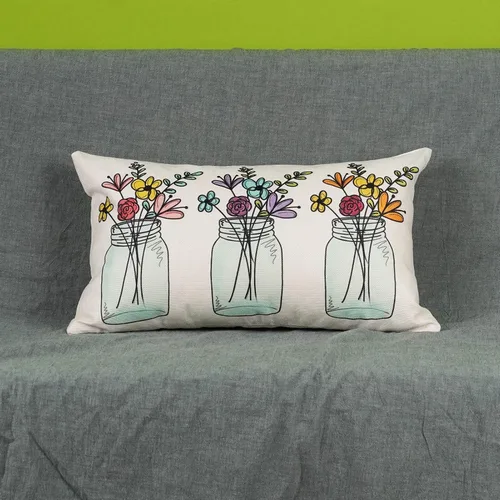 Miniatura 2 de ONWAY Funda de almohada lumbar de 12 x 20 pulgadas, diseño de florero floral de primavera y verano, decoración de patio, para sofá, cama