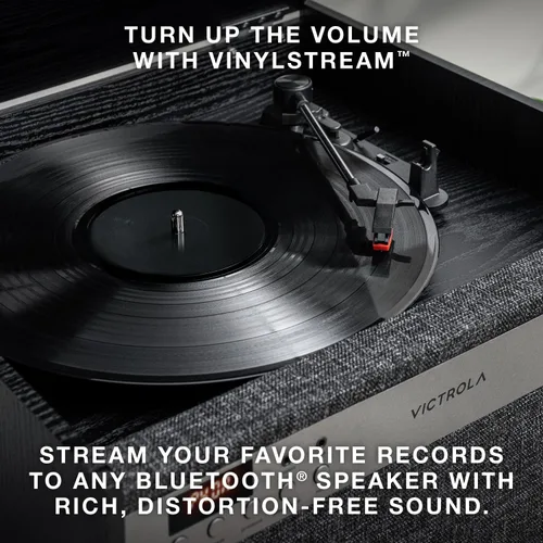Miniatura 5 de Victrola Century 6-en-1 Reproductor de discos de vinilo y centro de música – Tocadiscos de 3 velocidades, reproductor de CD y cassette, VINYLSTREAM