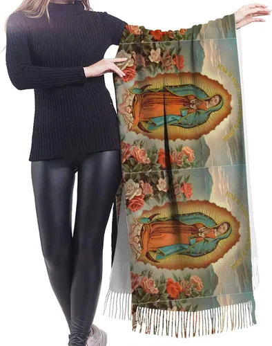 Miniatura 3 de Our Lady Of Guadalupe Virgin Mary Soft Cashmere - Bufandas ligeras para mujer, chales grandes y envolturas, Negro