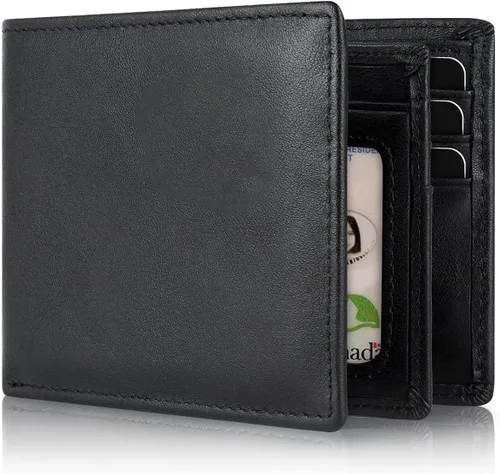 Miniatura 16 de Swallowmall Cartera de piel con bloqueo Rfid para hombre, billetera plegable con tarjeta extraíble, 2 ventanas para identificación, 10 ranuras
