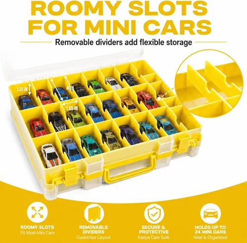 Miniatura 9 de Estuche organizador de almacenamiento de juguetes compatible con autos Hot Wheels/para autos Matchbox. Contenedor de exhibición y transporte