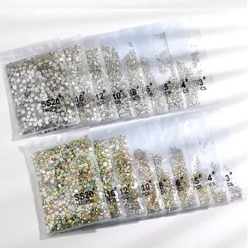 Miniatura 3 de 1440 diamantes de imitación de cristal SS3 para arte de uñas de cristal AB con parte trasera plana para manualidades, uñas, bolsas de maquillaje