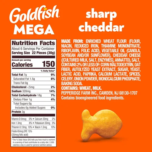 Miniatura 2 de Goldfish Mega Bites Galletas de Queso Cheddar Fuerte, Bolsa de 5.9 Oz