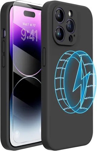 Miniatura 101 de Miracase Funda diseñada para iPhone 13, con protector de pantalla de vidrio templado, forro de microfibra suave antiarañazos, funda de goma