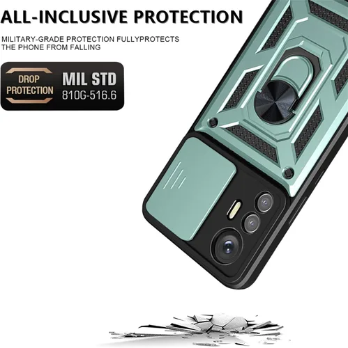 Miniatura 7 de Funda de teléfono para Xiaomi Redmi Note 12S con cubierta de cámara, protección resistente con cubierta de lente deslizante y anillo de dedo de 360°