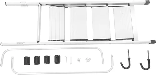 Miniatura 9 de Escalera montada en la pared, litera de metal de 5 escalones, escalera de escalada con pasamanos ajustables para ático, sótano, exterior, 66.1 x