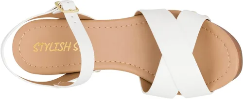 Miniatura 6 de STYLISH S SHIFT - Sandalias de tacón de plataforma de madera sintética con correa de tobillo y puntera abierta para mujer