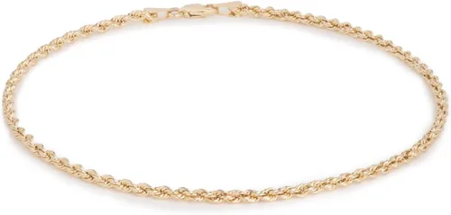Miniatura 4 de Floreo 10k Yellow Gold 2.5mm Hollow Rope Chain Bracelet and Anklet