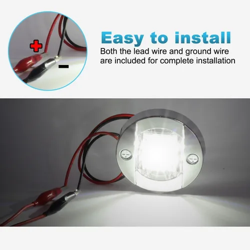 Miniatura 6 de Partsam 4 unids 3 pulgadas redondo blanco LED marino barco luces popa ancla cubierta luz de cortesía para pontón pesca barco kayak velero IP67