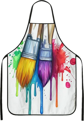 Delantal artístico para pintar, colorido diseño de pinceladas para cocina, equipo de estudio de arte para adultos, suministros de arte de primavera