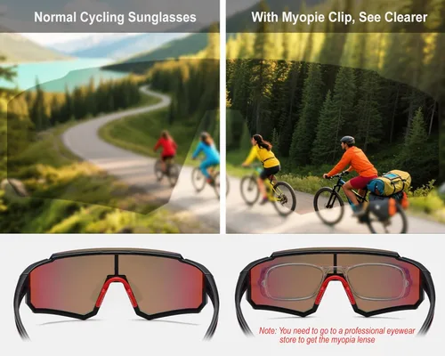 Miniatura 5 de Gafas de Sol Polarizadas para Ciclismo para Hombres y Mujeres con Protección UV con Clip para Miopía para Béisbol, Ciclismo, Carrera, MTB