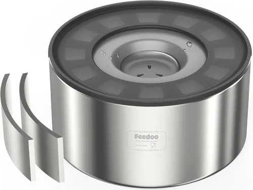 Miniatura 13 de Cuenco de agua antiderrames para perros, de acero inoxidable de doble pared con tapa a prueba de salpicaduras y disco flotante, base antideslizante
