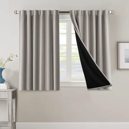 Miniatura 18 de H.VERSAILTEX Cortinas 100% opacas para dormitorio con forro negro, cortinas de oscurecimiento de habitación completa, con aislamiento térmico
