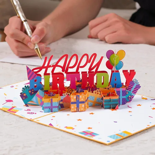 Miniatura 6 de Paper Love Tarjeta desplegable de feliz cumpleaños, para adultos y niños, cubierta de 5 x 7 pulgadas, incluye sobre y etiqueta de notas