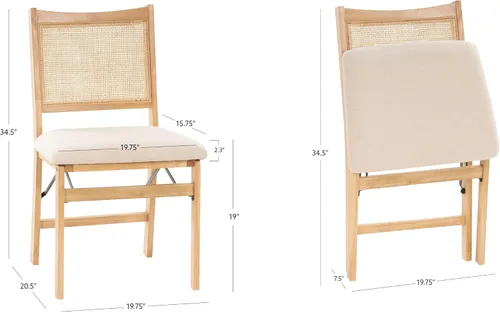 Miniatura 3 de Powell Kasi Silla Lateral de Comedor Plegable de Caña de Ratán Beige, Natural
