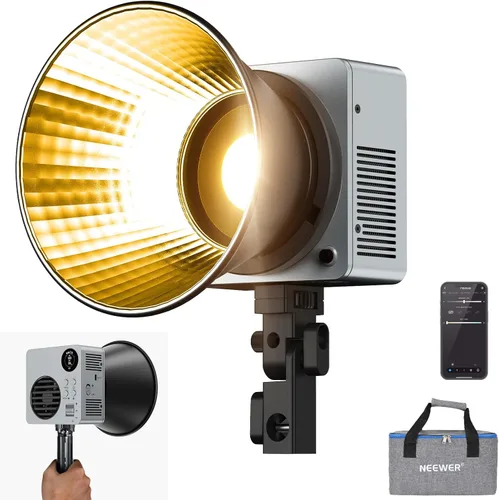 Miniatura 11 de NEEWER MS150B 130W Luz de vídeo LED bicolor, iluminación de fotografía portátil mini COB con control de aplicación, modo 2.4G, montaje Bowens