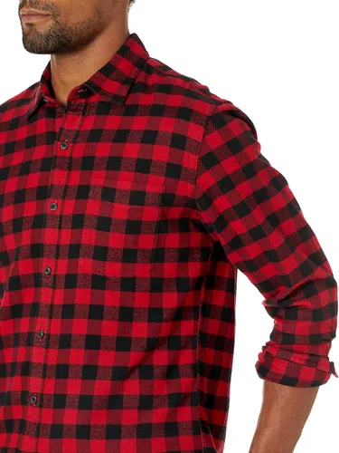 Miniatura 24 de Amazon Essentials Camisas de franela de manga larga para hombre, corte ajustado, a cuadros con botones