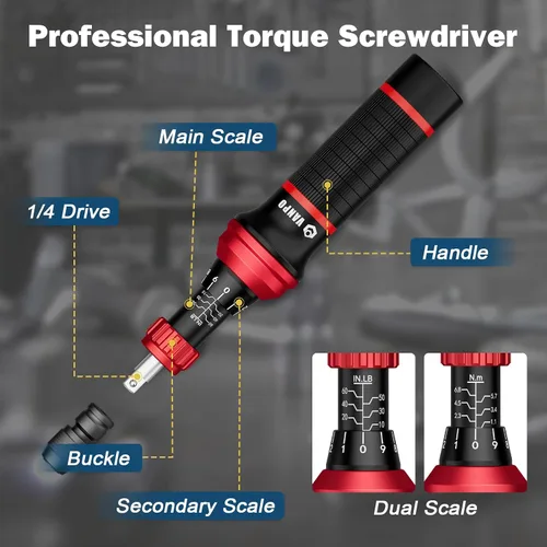 Miniatura 3 de VANPO Juego de Destornilladores de Torque 10-60 in.lb, 99 Piezas Destornillador de Torque de 1/4" con Mango de Barra en T, Puntas S2, Llave