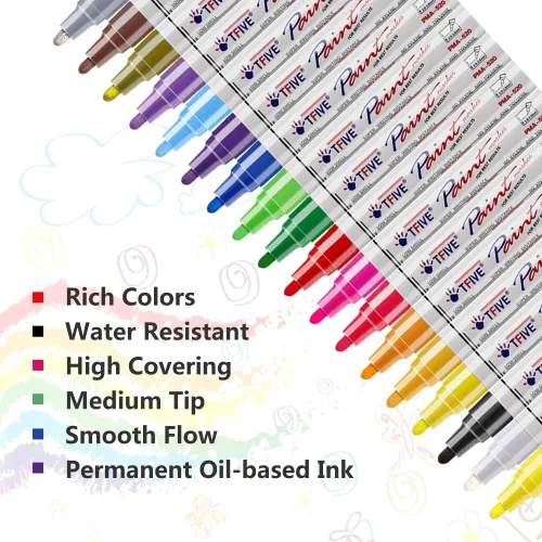 Miniatura 2 de TFIVE Rotuladores de pintura que nunca se decoloran, de secado rápido y permanentes, juego de rotuladores impermeables a base de aceite de 18
