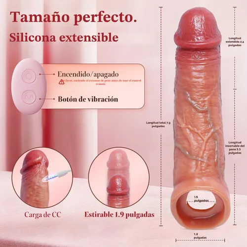 Miniatura 6 de Funda para Pene Vibrador de Funda para Polla - FYSHAVO 5 en 1 Juguetes Sexuales Masculinos Realistas para Adultos para Hombres Extensor de Pene