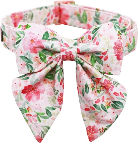 Miniatura 20 de Lionet Paws Collar de primavera para perro con lazo marinero, suave, cómodo, ajustable, lindo collar de margaritas para perros grandes, cuello de 16