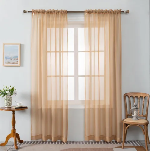Miniatura 12 de WPM - Cortinas traslúcidas de gasa transparente con bolsillo para barra, 2 paneles de cortinas traslúcidas para dormitorio, cocina, sala de estar