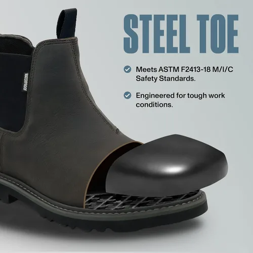 Miniatura 4 de EVER BOOTS Botas impermeables con punta de acero para hombre, con cierre de deslizamiento y de tira para hombre, color marrón oscuro